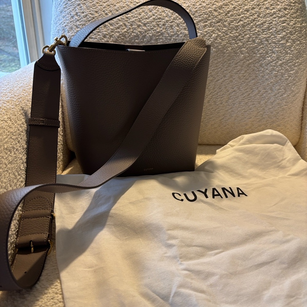 Cuyana Linea bucket bag in the color clay